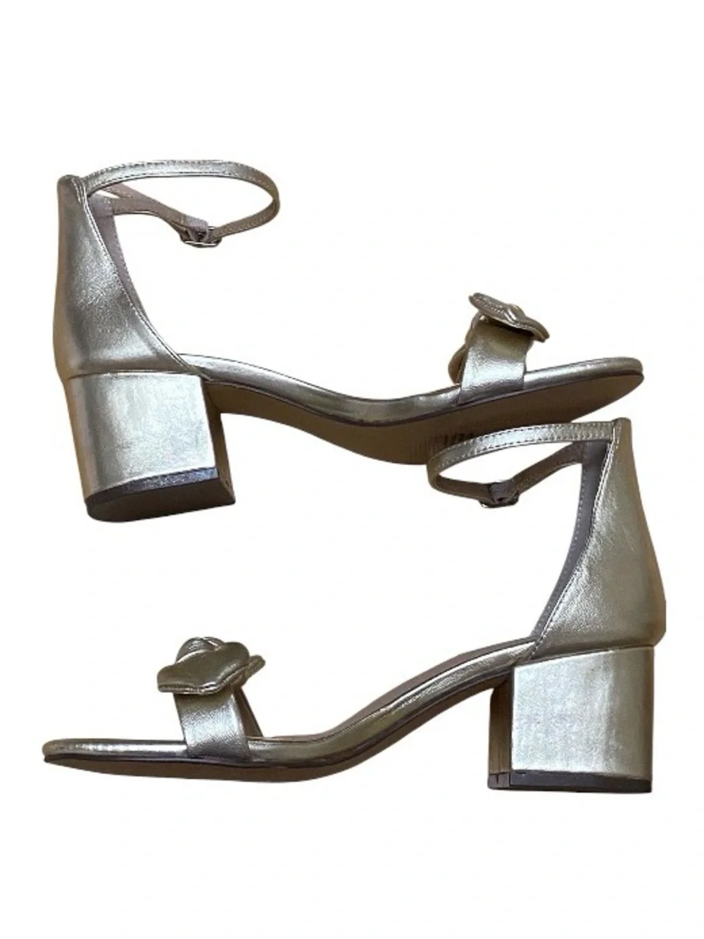 Draper James Gold Bow Block Heel Sandals Size 7 Wedding Guest Bridesmaid Shoes